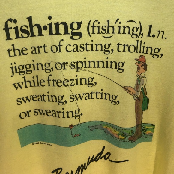 VINTAGE 1983  Fishing T-Shirt  Hanes Single Stitch - Picture 2 of 6